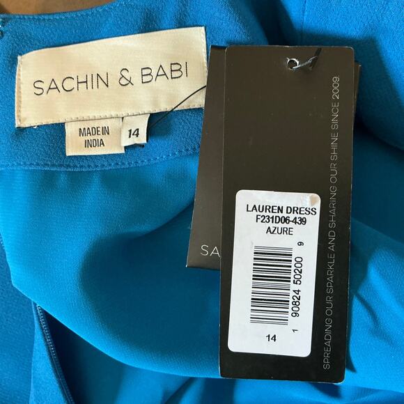 Sachin & Babi Cyrstal Beaded Short Sleeve Mini Shift Cocktail Dress Blue Size 14 - Picture 10 of 12